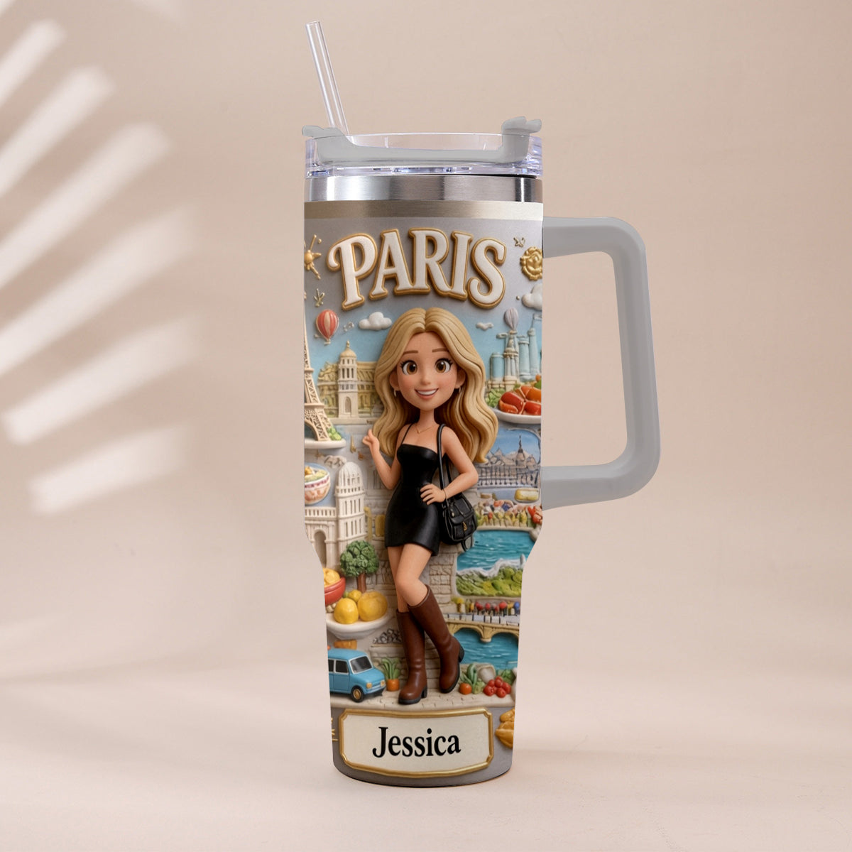 Just A Girl Who Loves Travelling - Personalized Travelling Tumbler With Handle