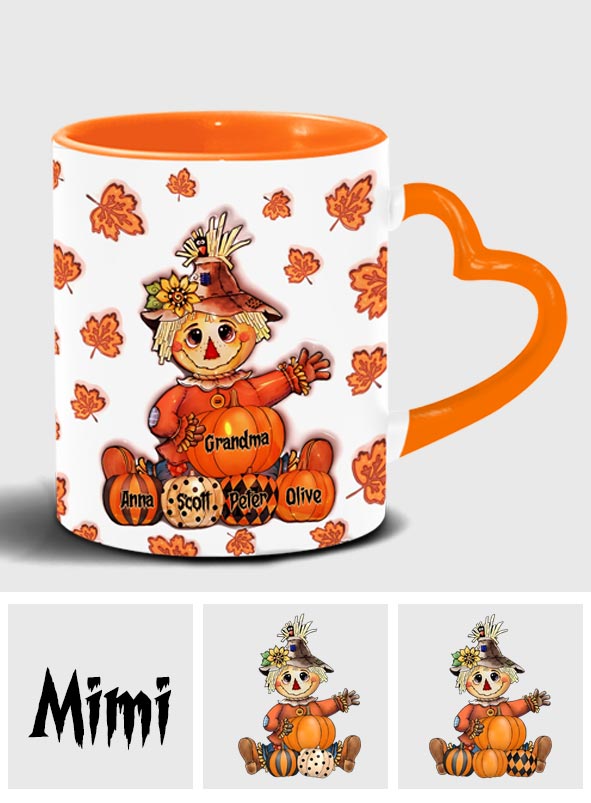 Grandma Fall - Personalized Grandma Heart Handle Mug