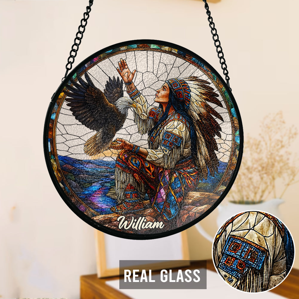 Indigenous - Personalized American Indian Stained Glass Suncatcher