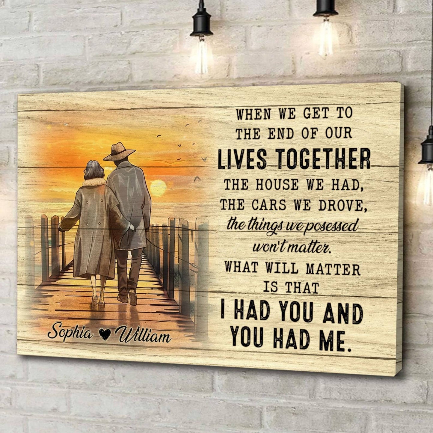 When We Get To The End Personalized Couple Canvas, Custom Couple Wall Art, Wedding Gift, Anniversary Hanging, Custom Couple Gift