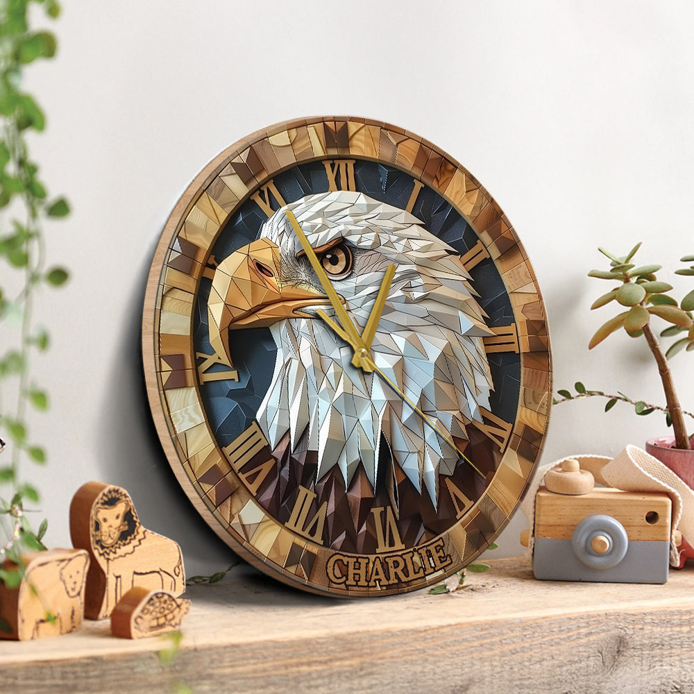 Love Bald Eagle - Personalized Bald Eagle Wall Clock