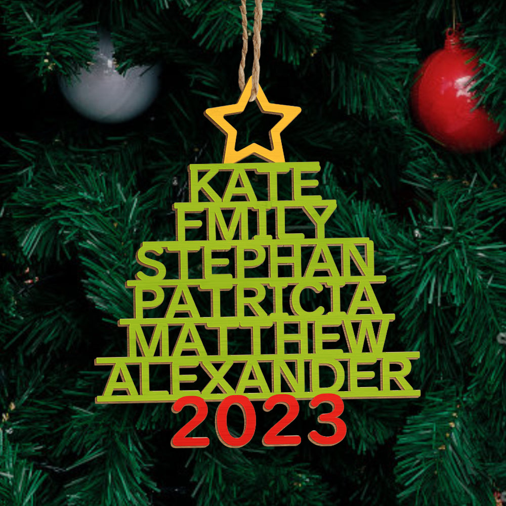 Any Name Christmas Tree - Personalized Family Any Name Christmas Tree Ornament