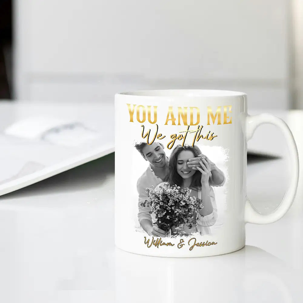 "You and Me – Personalized Couple Mug with Custom Photo and Heartfelt Message – Ideal Gift for Lovers, Couples, or Anniversaries"