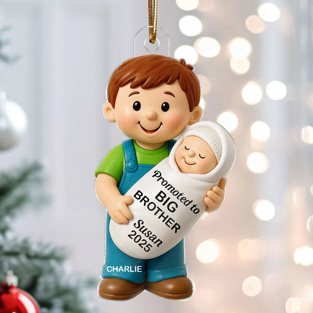 Big Sister Big Brother and New Baby Acrylic Ornament, sweet sibling hug, Christmas tree keepsake, heartwarming décor, a thoughtful gift for growing families