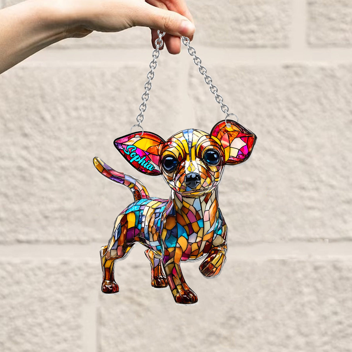 Adorable Chihuahua - Personalized Chihuahua Window Hanging Suncatcher Ornament