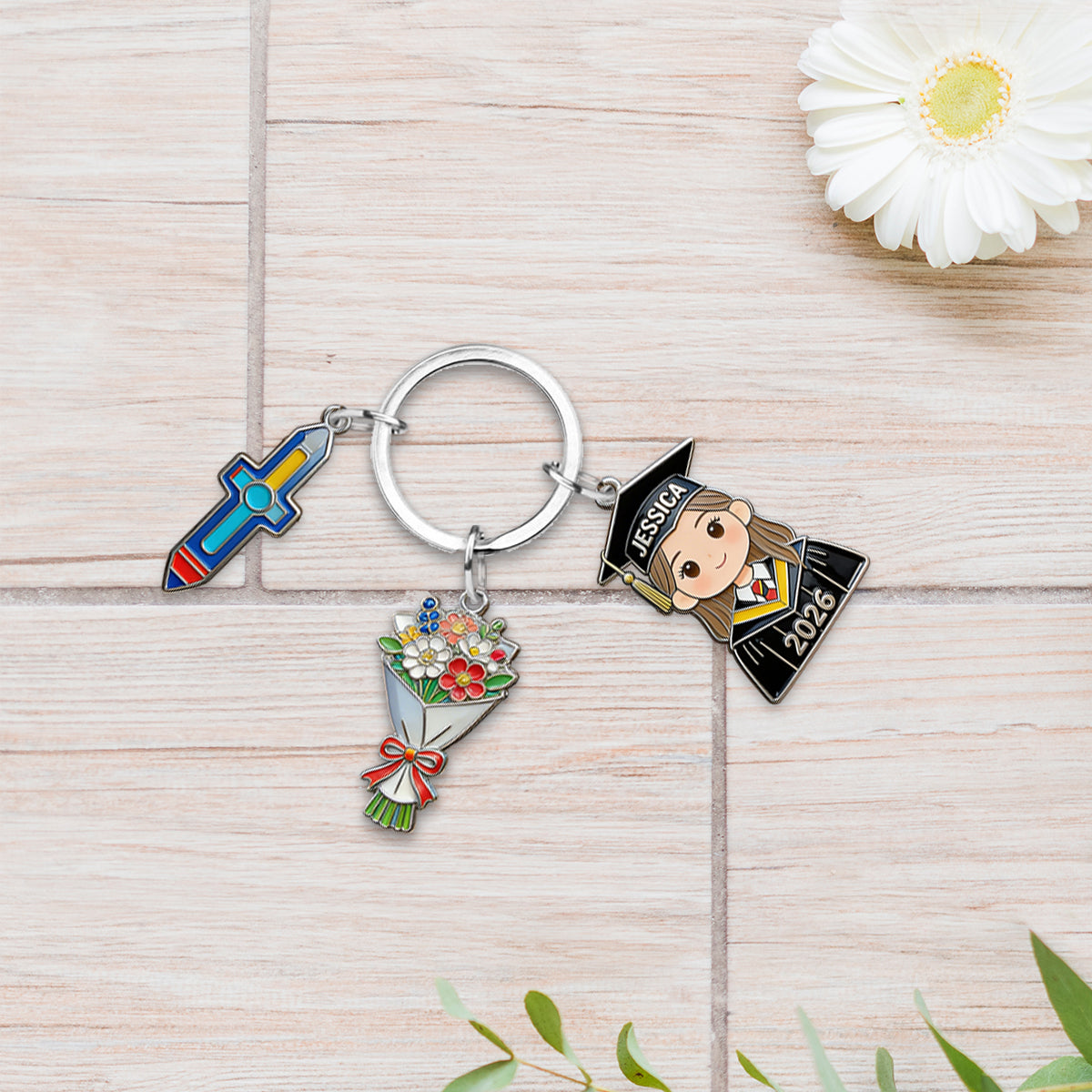 Graduation Gift - Personalized Graduation Keychain With Charms