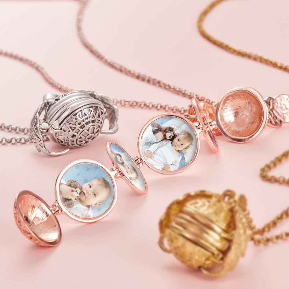 Any Photo - Personalized Angel Wings Expanding Photo Ball Locket Necklace