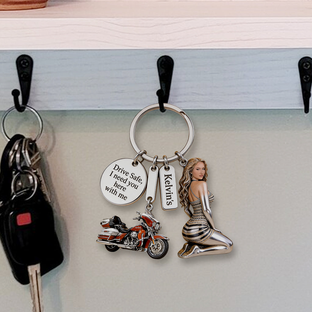 I Love You - Personalized Biker Premium Keychain With Charms