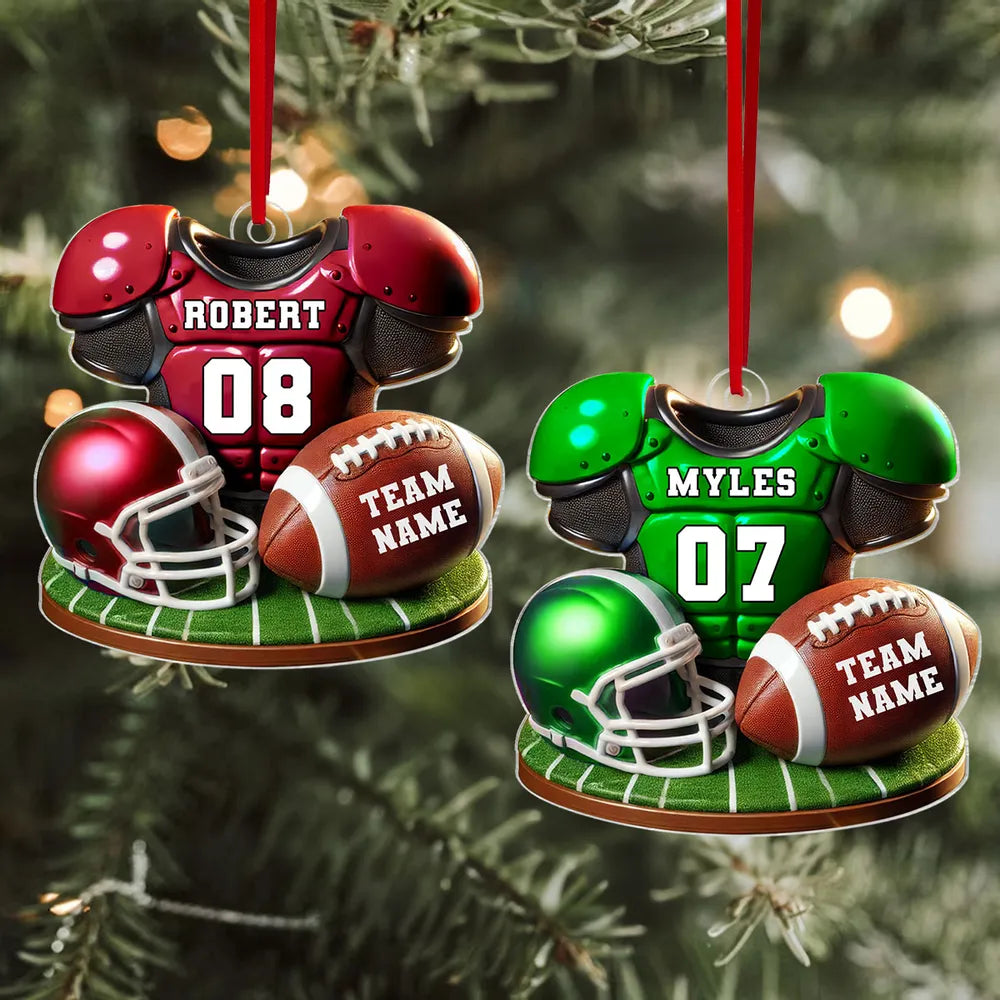 Acrylic Ornament Football Jersey & Helmet, Custom Team Gift for Players and Fans, Tree or Car Mirror, Unique Holiday Decor
