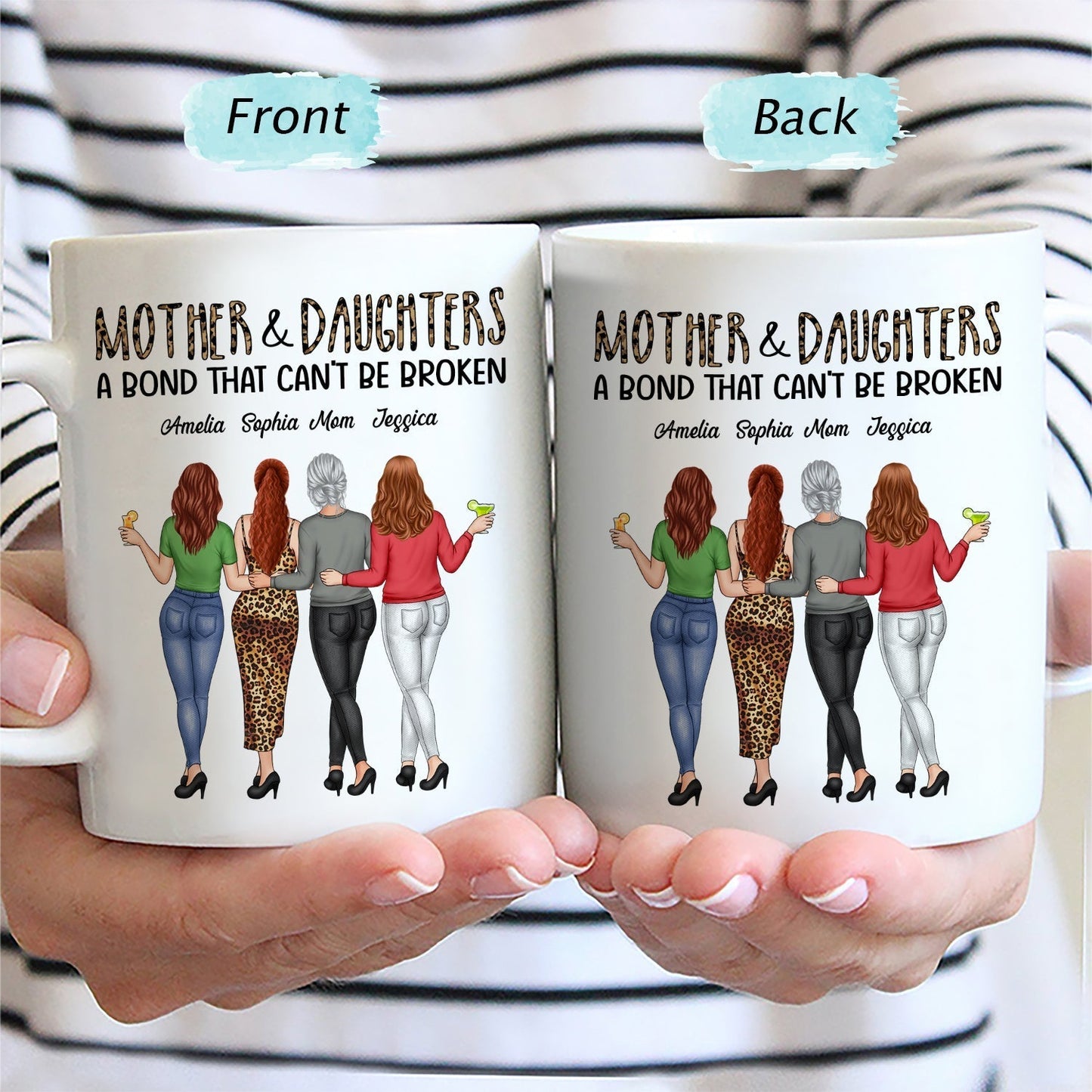 Mother & Daughter - A Bond That Can't Be Broken, Custom Ceramic Mug, Perfect Gift for Mom or Daughter - Personalized Mug to Celebrate the Special Bond!