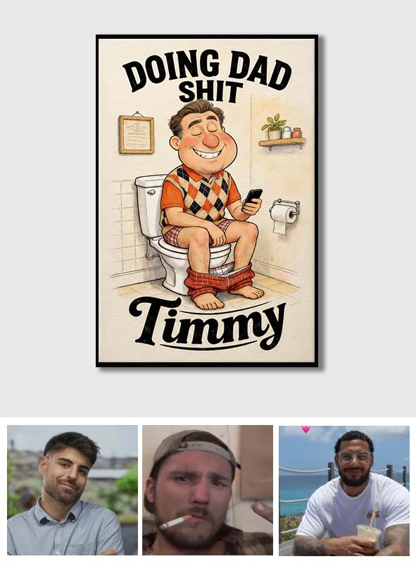Funny Caricature Gift For Dad - Personalized Father Canvas And Poster