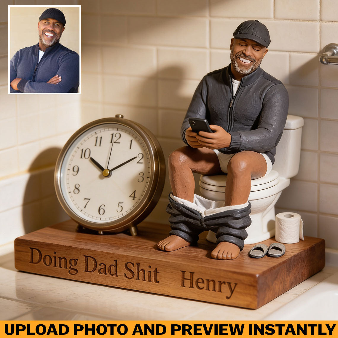 Custom Any Photo - Personalized Father Desk Clock Plaque