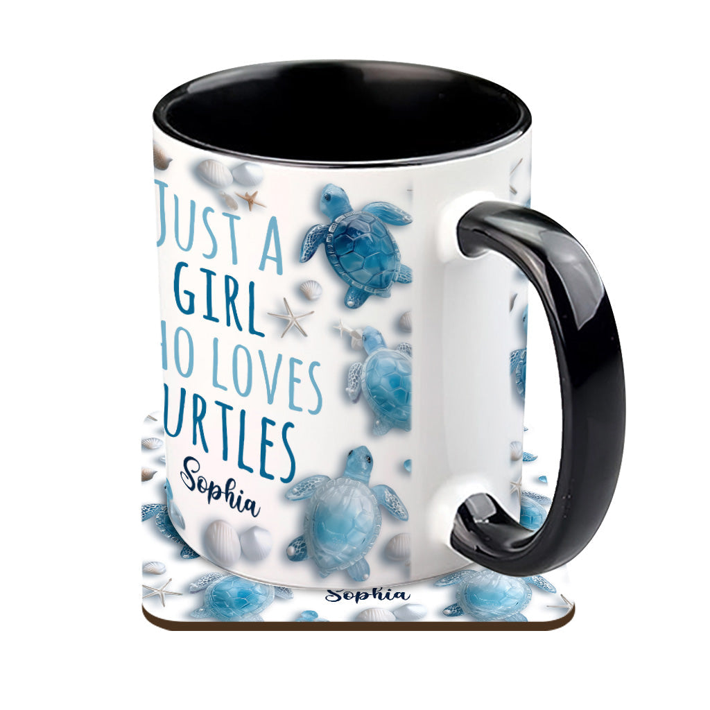Just A Girl Who Loves Turtles - Personalized Turtle Accent Mug
