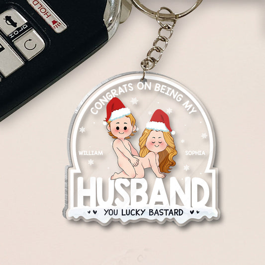 Congrats On Being My Husband - Personalized Couple Keychain