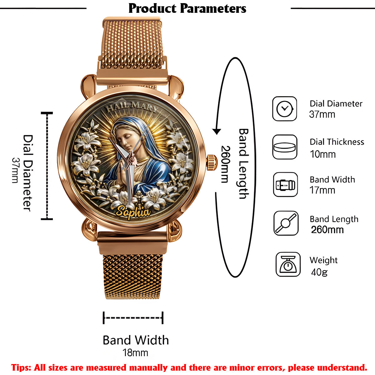 Hail Mary - Personalized Christian Women Hand Watch