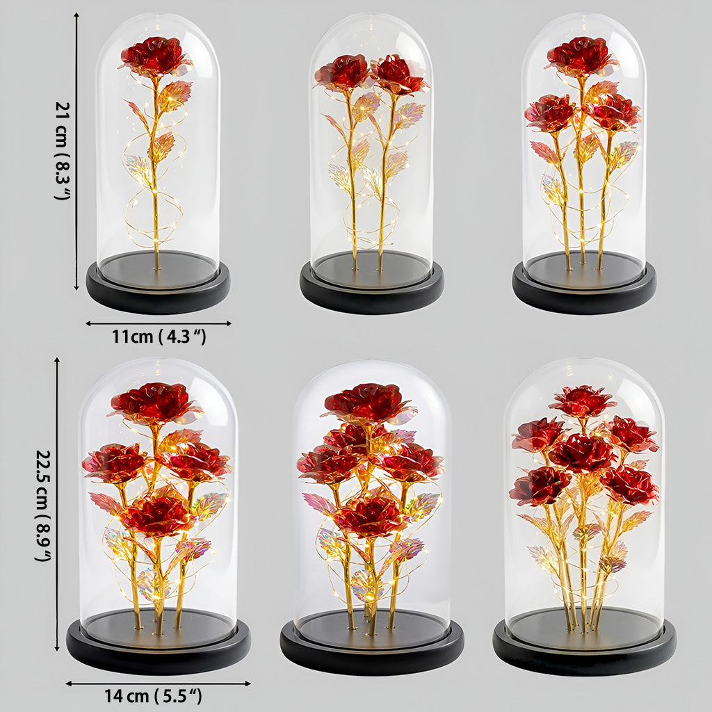Light This Up And Know I'm Here - Personalized Memorial Glowing Roses Glass Dome