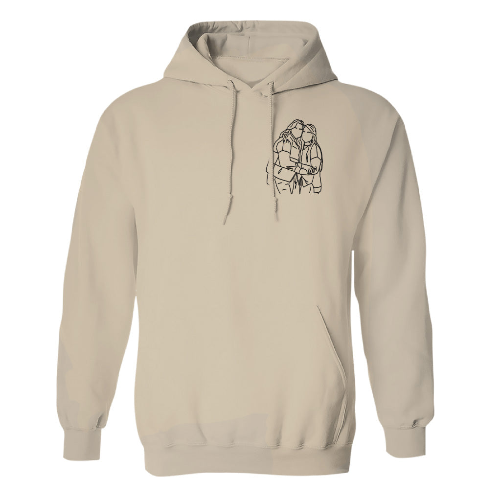 Custom Line Art - Personalized Bestie Embroidered Hoodie