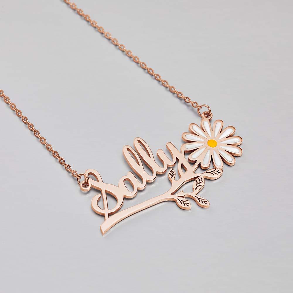 Any Name Daisy Flower - Personalized Daisy Name Necklace