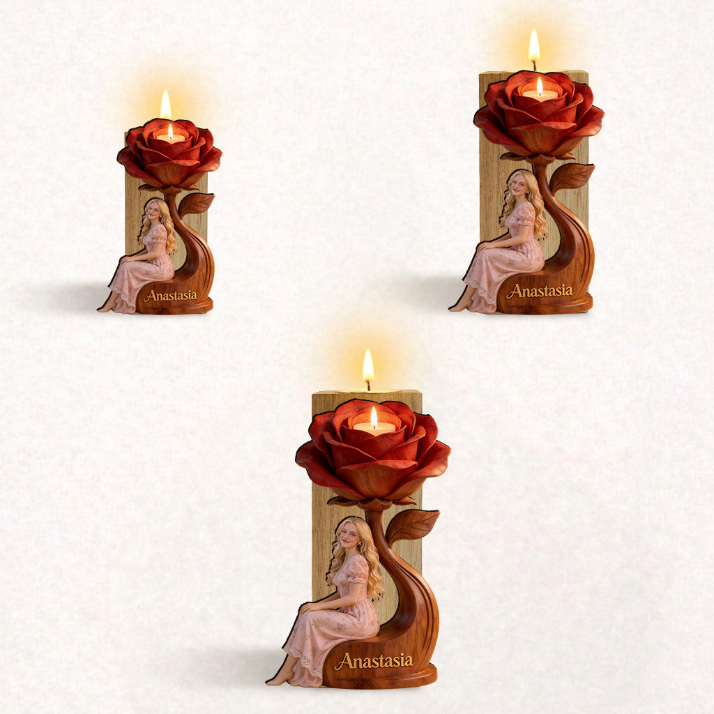 Light Yourself With Love - Personalized Self Love Custom Shape Wooden Candle Holder