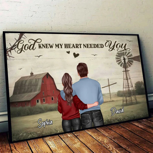 “God Knew My Heart Needed You” Custom Couple Poster Gift for Loved Ones