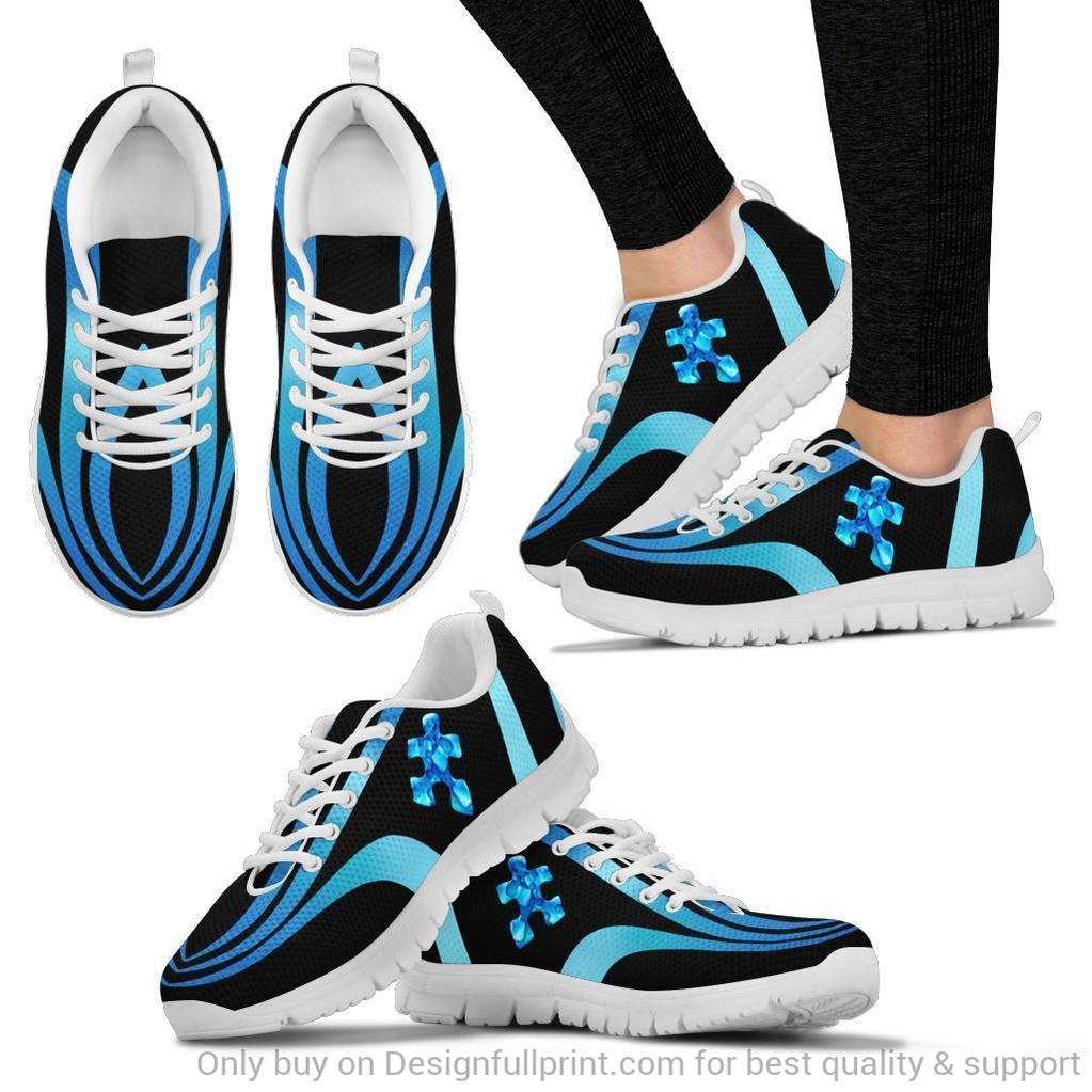 Autism Hologram Running Black Or White Sole - Autism Awareness Sneakers 0921