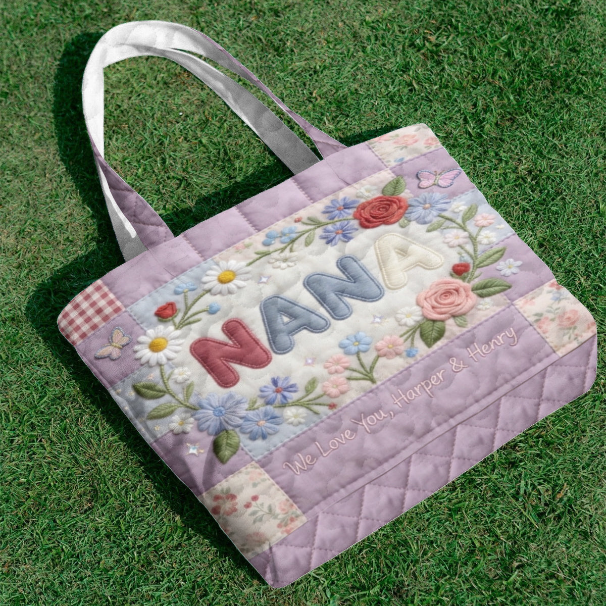 Custom Any Title - Personalized Mother Quilted Tote Bag