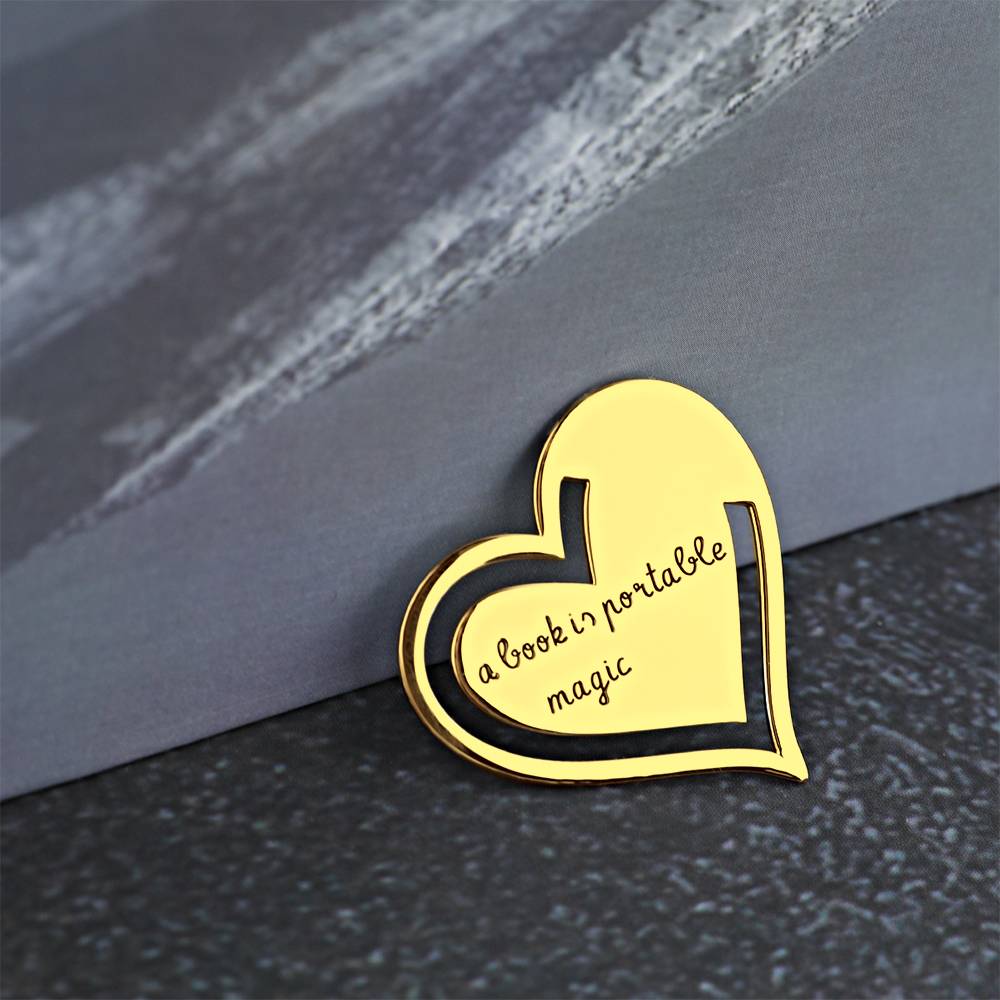 Any Message - Personalized Text Engraved Heart Metal Bookmark
