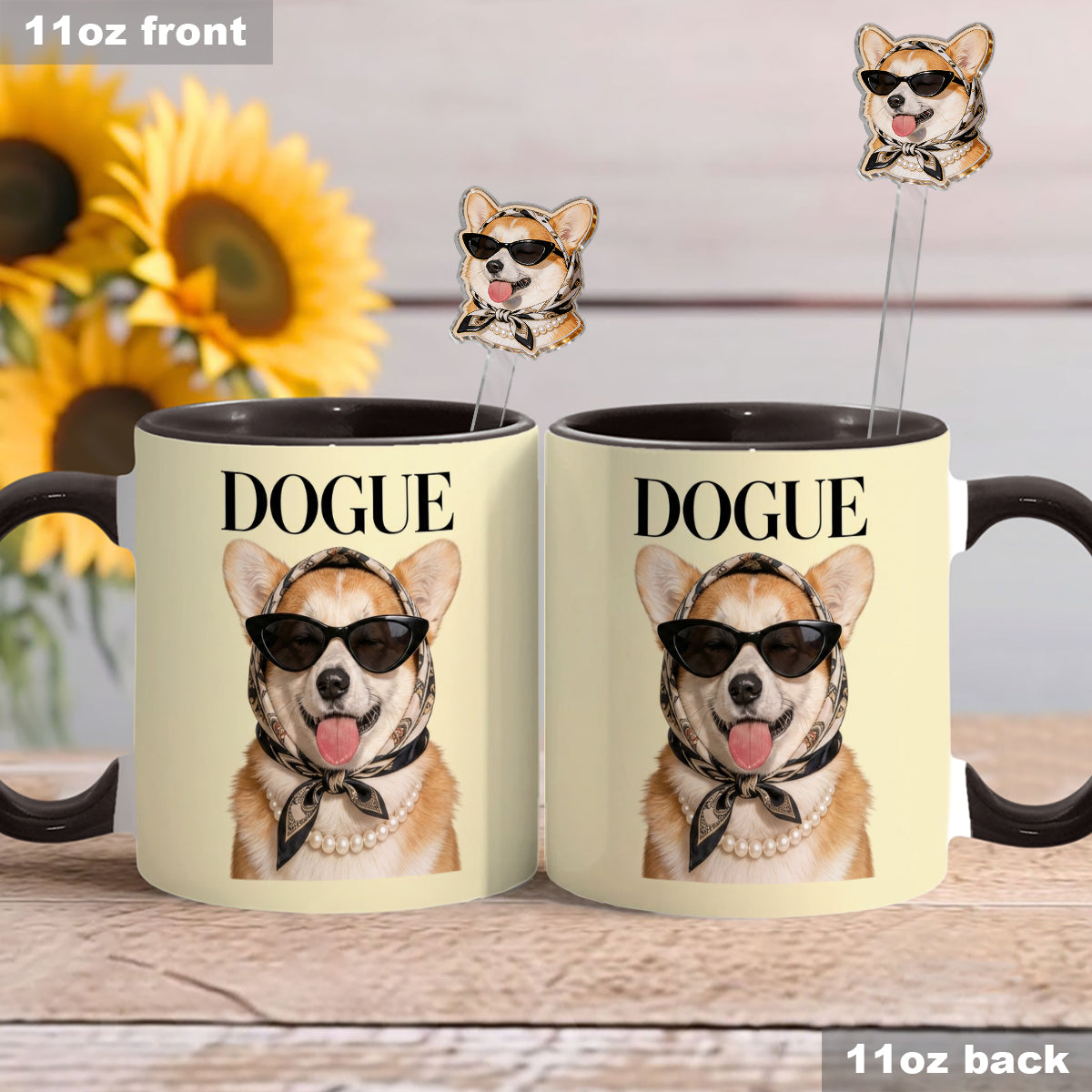 Funny Dog Lovers Gift - Personalized Dog Set Accent Mug with Acrylic Stirrers