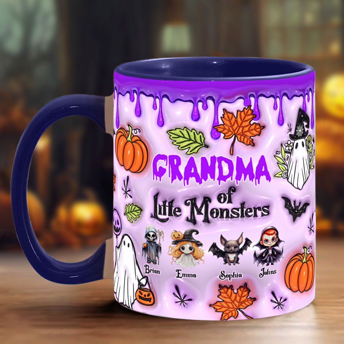 Grandma Of Little Monsters Any Title - Personalized Grandma Accent Mug