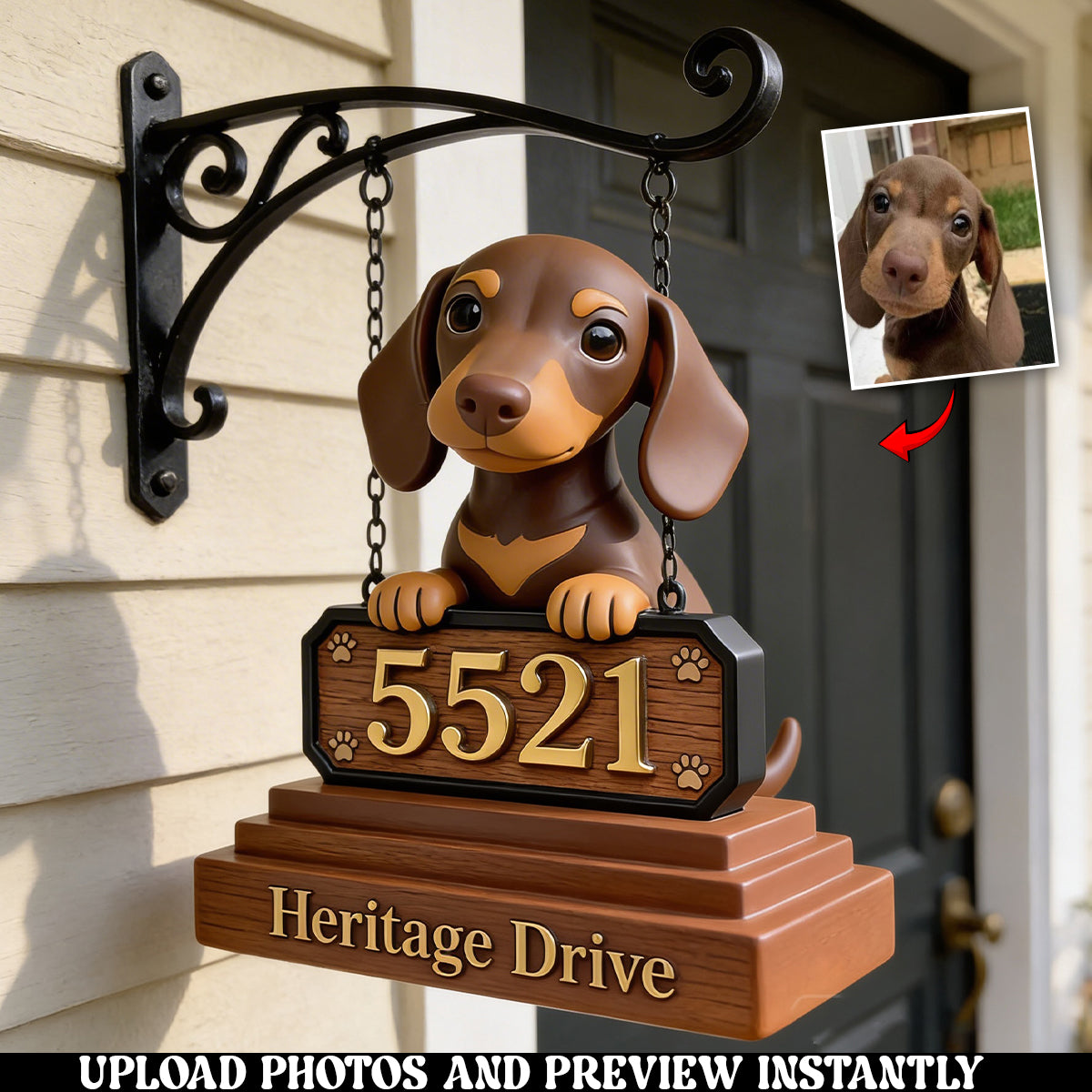 Dog Address Porch Sign - Personalized Dog Wooden Wall Mount Sign