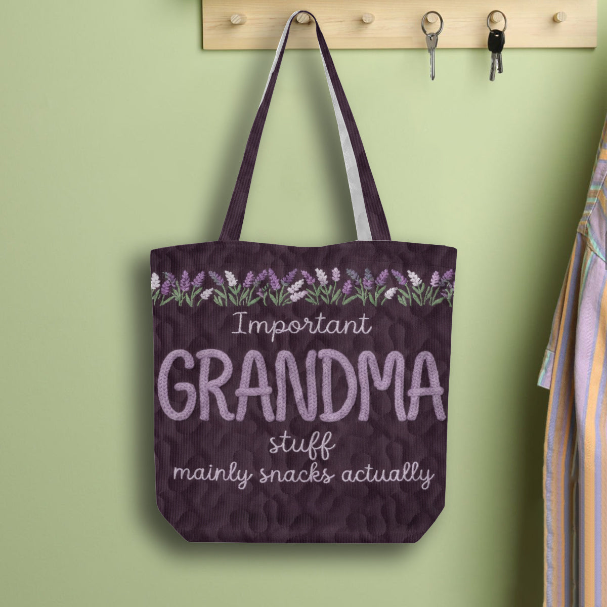 Important Nana Stuff Mainly Snacks Actually - Personalized Grandma Quilted Tote Bag
