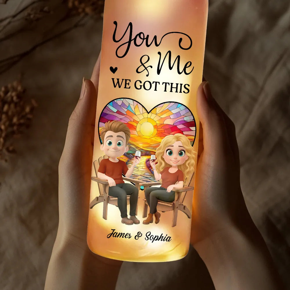 Our Hearts Beat As One - Romantic Bottle Lamp with Starry Night and You & Me Theme, Heartwarming Couples Gift