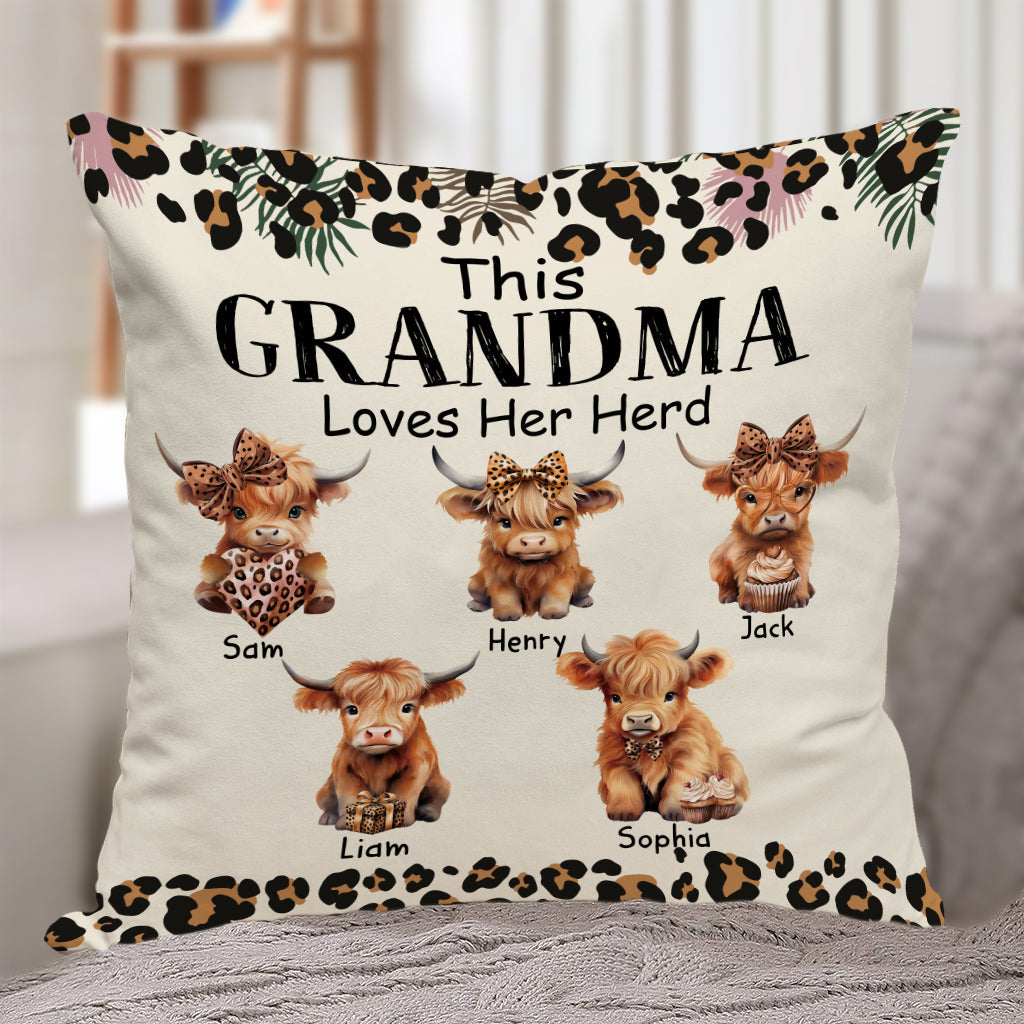 Grandma/ Nana/ Mimi... Loves Her Herd - Personalized Grandma Throw Pillow