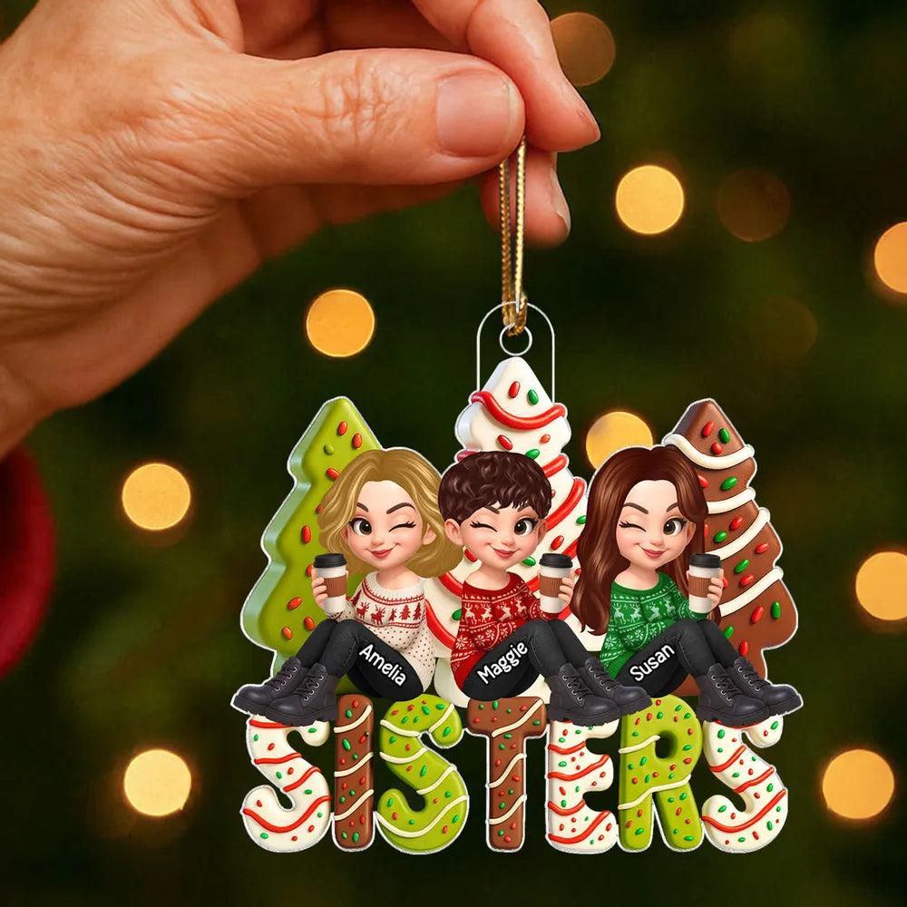 Acrylic Ornament with Fun Cartoon Besties Design, Christmas Tree Decoration, Perfect Friendship Gift