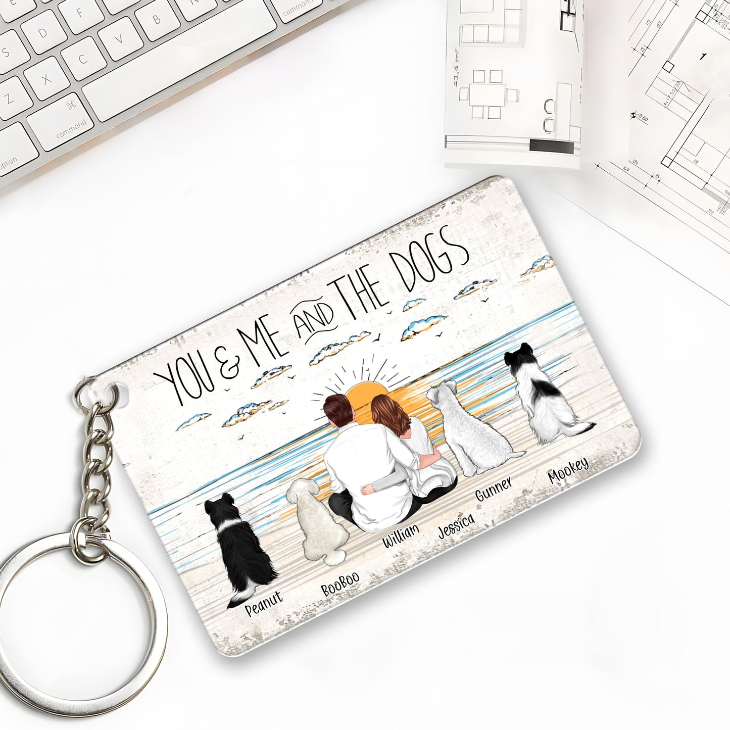 Personalized Keychain, Ornament, Plaque, Poster, Sign - "You & Me and the Dogs" Custom Gift for Dog Lovers
