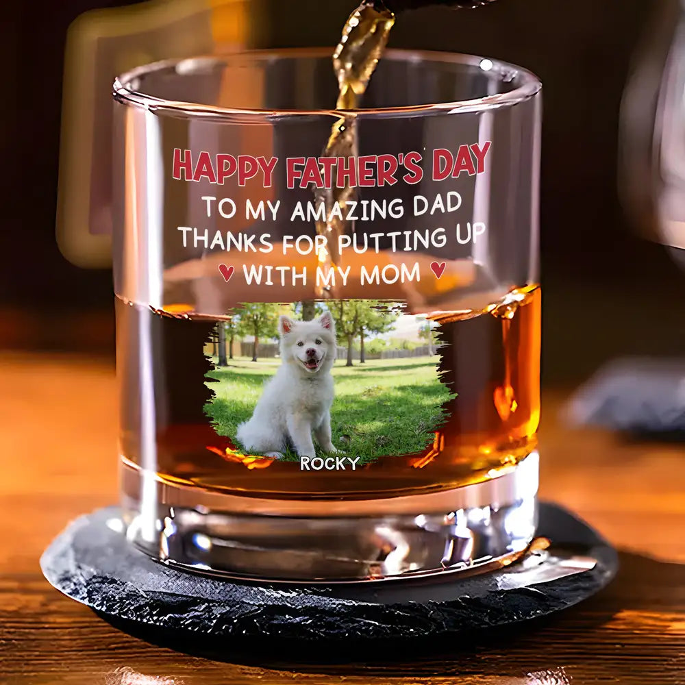 Custom Dog Dad Whiskey Glass – Personalized Father's Day Gift