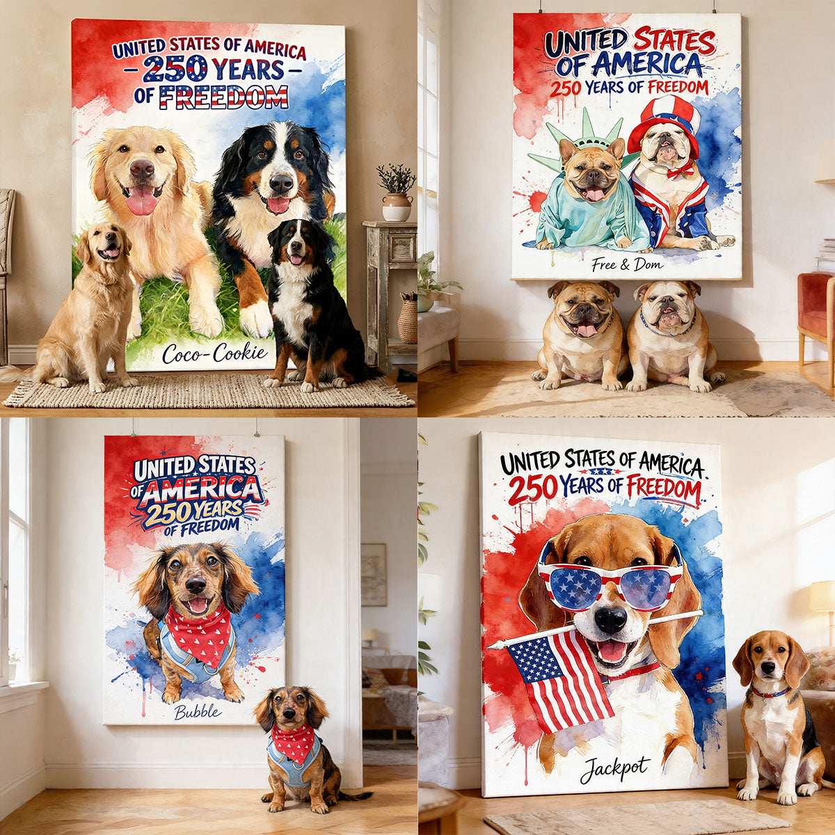 250th Anniversary With Pets - Personalized Dog Canvas And Poster
