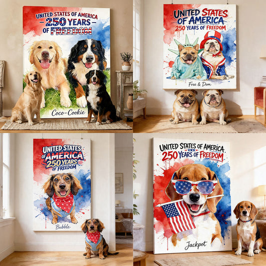 250th Anniversary With Pets - Personalized Dog Canvas And Poster