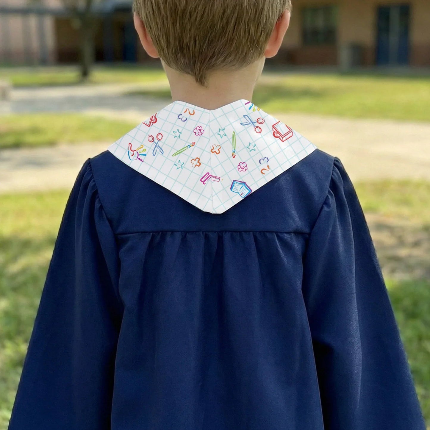 Personalized Preschool Graduation Polyester Satin Stole with Cute Cap Cartoon, Unique Gift for Pre-K to Kindergarten Memories