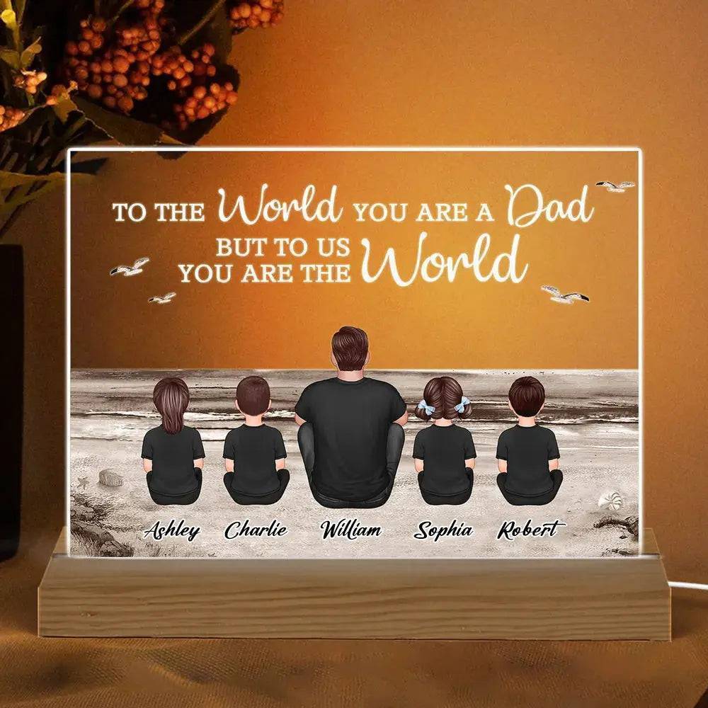 Dad And Sons Daughters Retro Vintage Beach Landscape Personalized Custom Shape Acrylic Warm LED Night Light