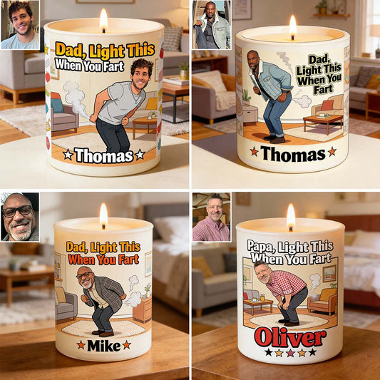 Dad, Light This Up When You Fart - Personalized Father Candle With Wooden Lid