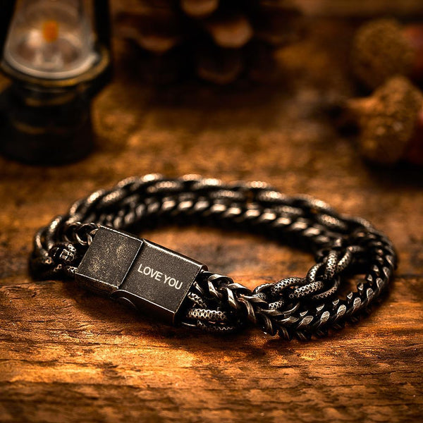 Any Word/ Name/ Text... - Personalized Stainless Steel Men's Bracelet