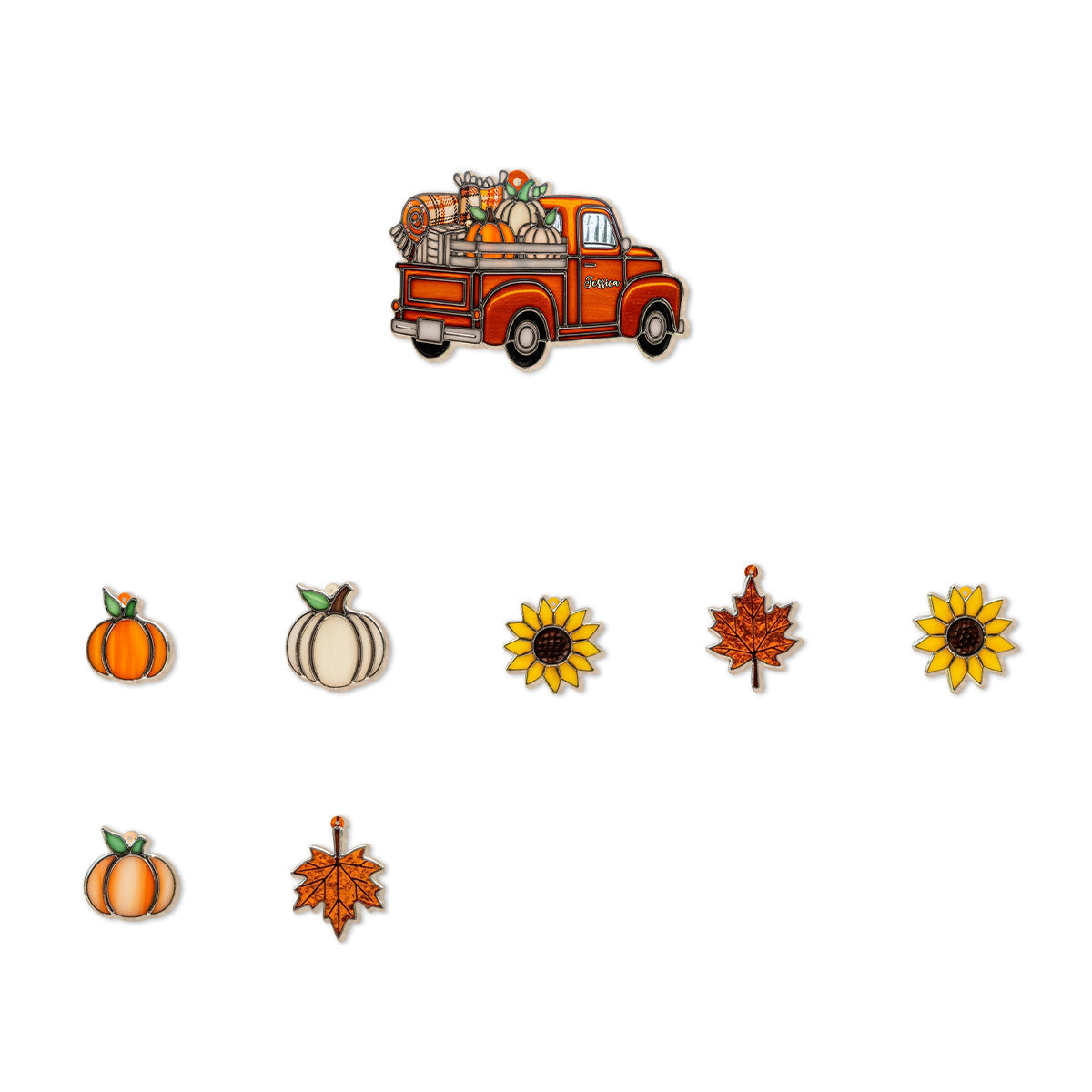 Autumn Truck - Personalized Autumn Wind Chime With Charms