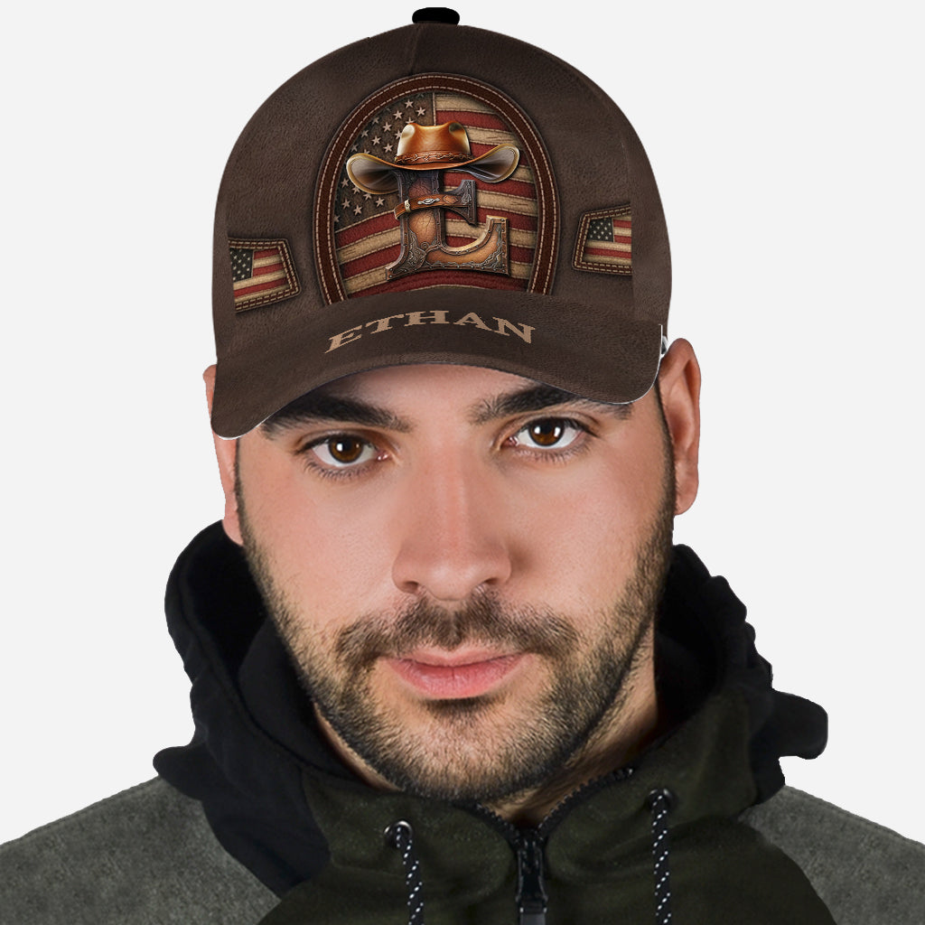 Cowboy Initial Customize - Personalized Western Outfit Classic Cap