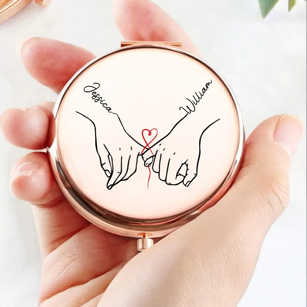 Personalized Metal Compact Mirror for Wife - Soulmate Best Friend Love Quote, Unique Romantic Gift