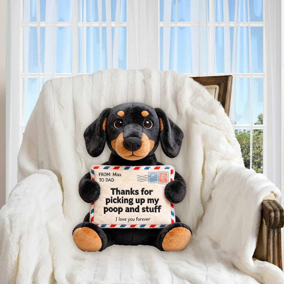 Letter For Dad And Mom - Personalized Dog Premium Faux Fur Pillow