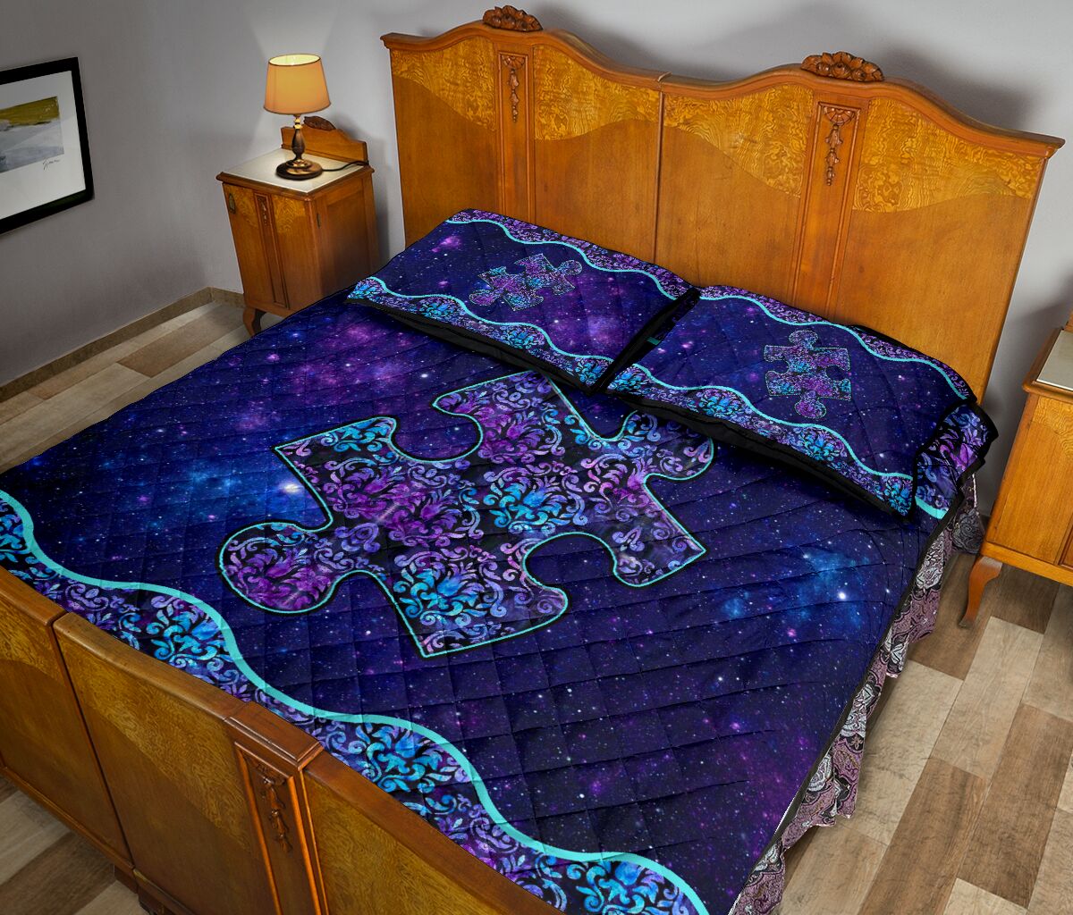 Blue And Purple Mandala Autism Awareness Quilt Set 0622