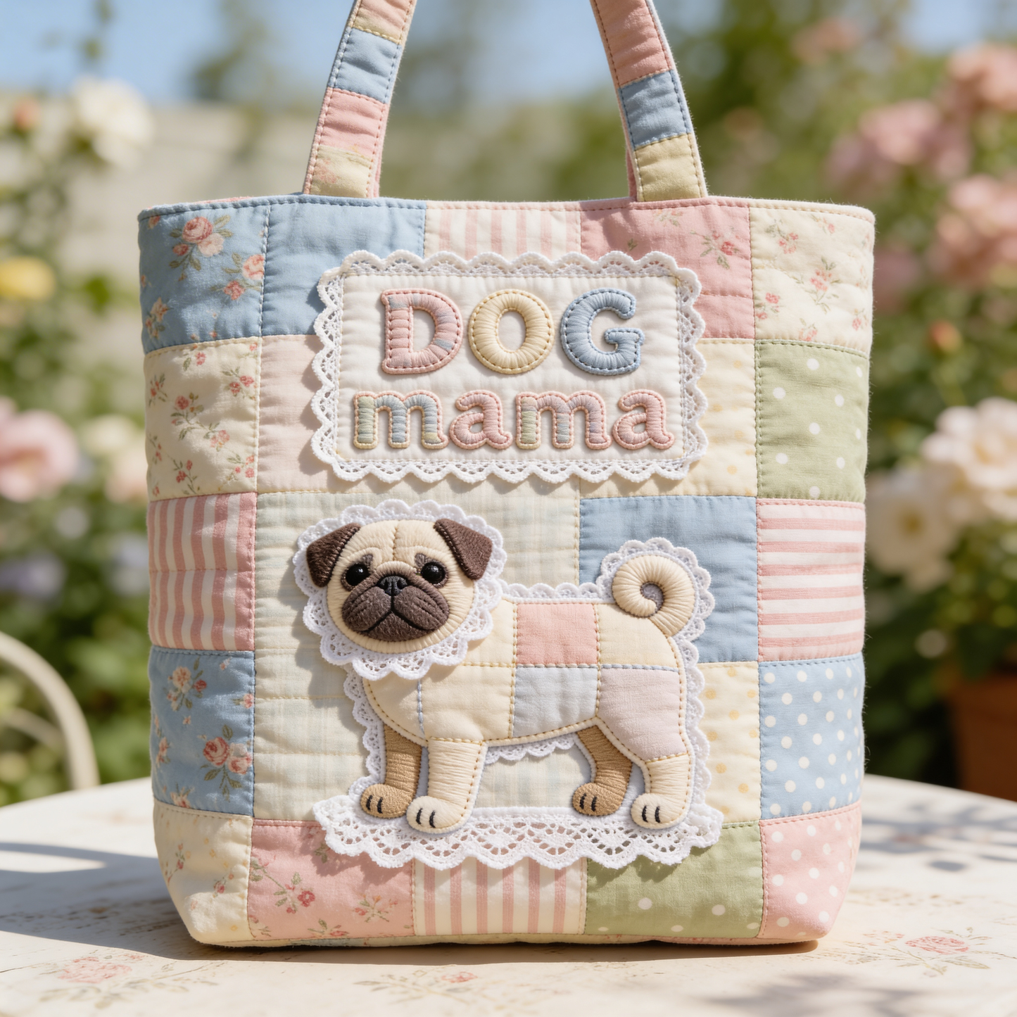 Dog Mama Gift Idea, Dog Lover Gift - Personalized Dog Quilted Tote Bag
