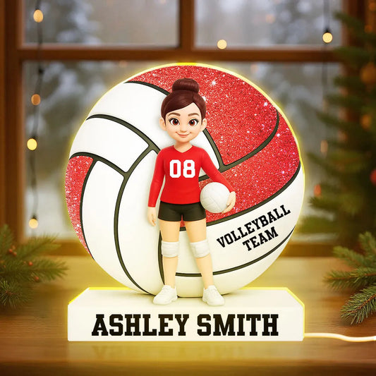 Personalized Volleyball Acrylic Light Box Lamp with Custom Player Design, Soft Warm Glow Bedroom or Bookshelf Décor, Unique Graduation Gift for Athletes