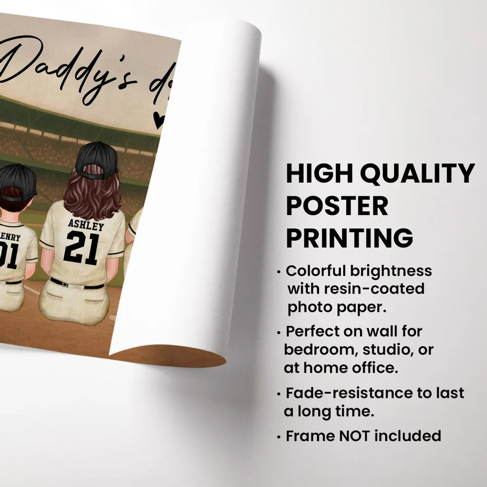 “Daddy’s Dream Team” Vintage Baseball Poster / Canvas – Heartfelt Father’s Day Gift for Dad